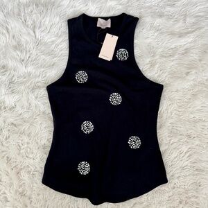 Cinq à Sept Polka Dot Embellished Lizzie Tank Size Large NWT